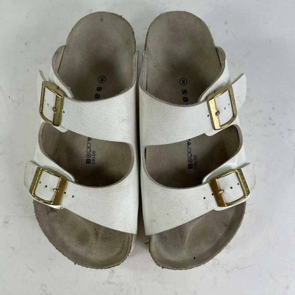 SACAI TATAMI BIRKENSTOCK PLATFORM SANDALS US 6 White Buckle SLIDES shoes - Picture 5 of 12